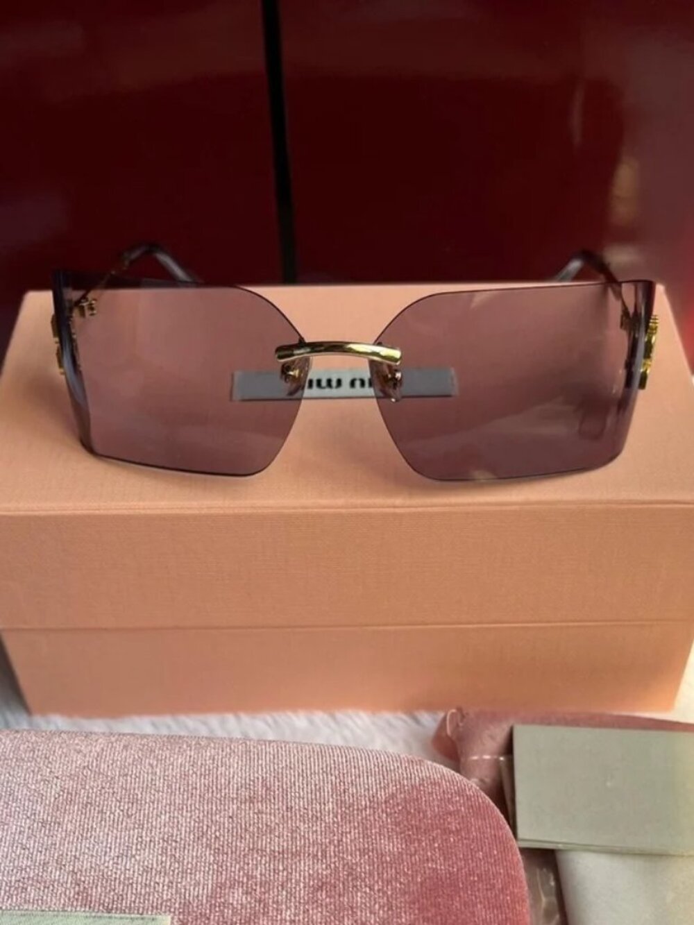 Miu Miu Rimless Sunglasses Light Purple with Gold